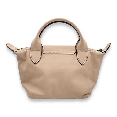 Le Pliage Xtra XS Nude Crossbody Bag in Calfskin, Ruthenium hardware