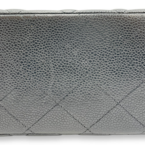 Quilted CC Classic Maxi Black Double Flap Bag in Caviar Leather, Silver hardware