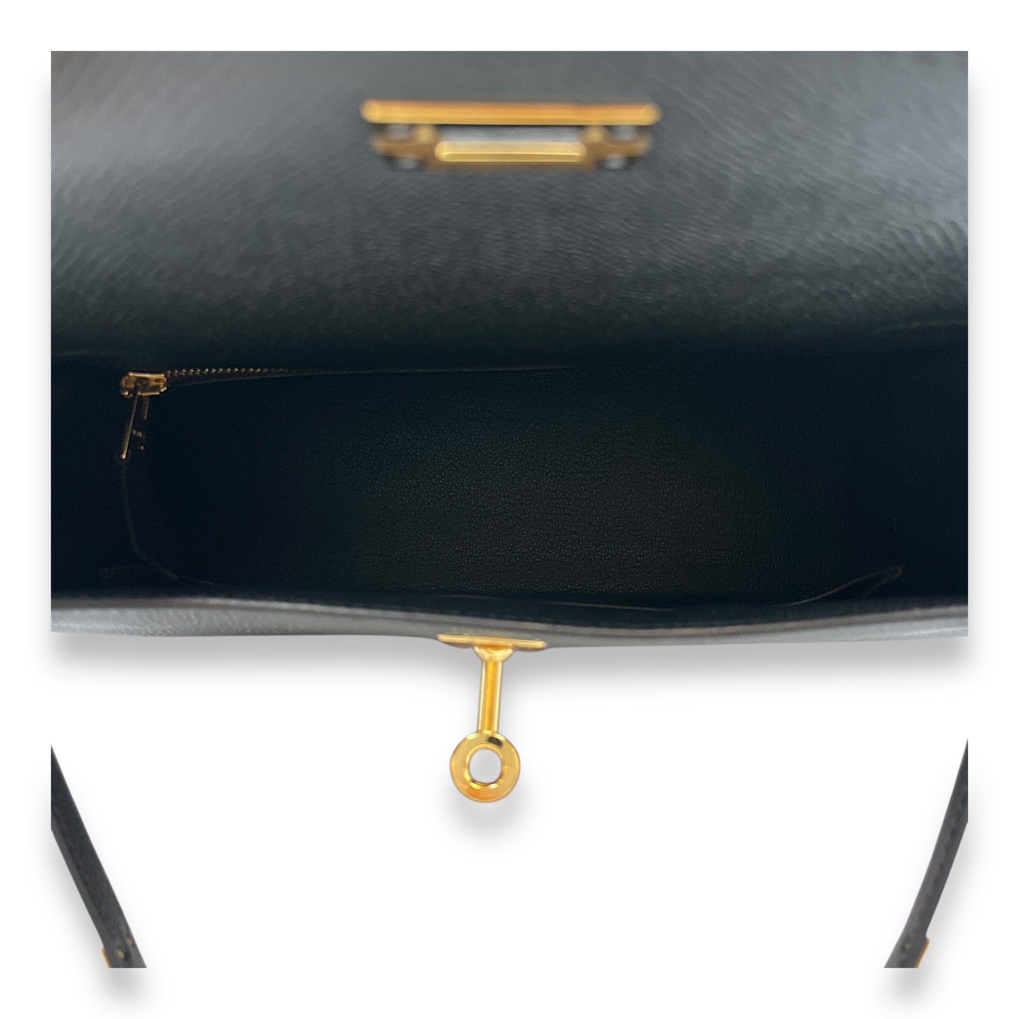 Sellier Kelly 25 Black in Epsom, Gold hardware