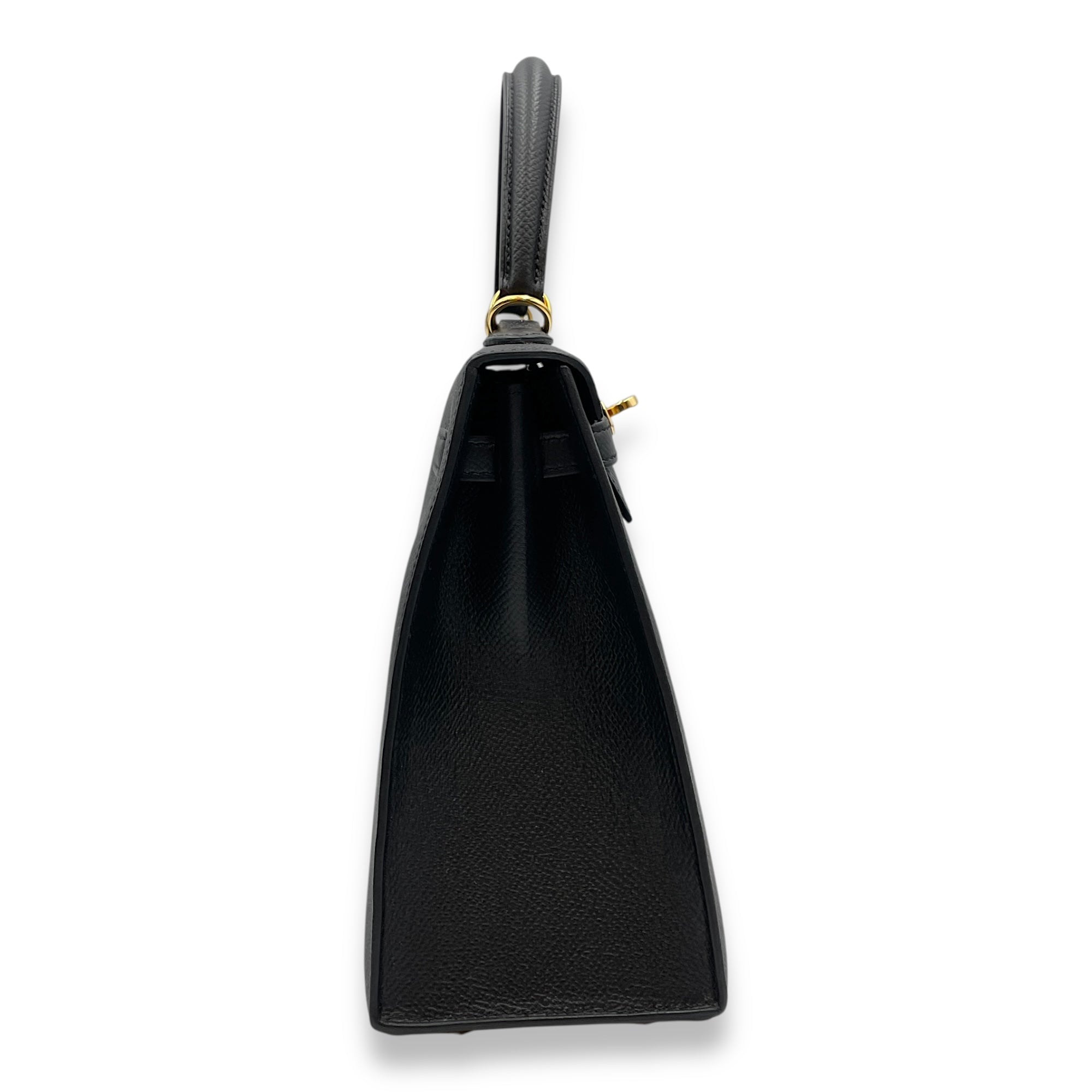 Sellier Kelly 25 Black in Epsom, Gold hardware