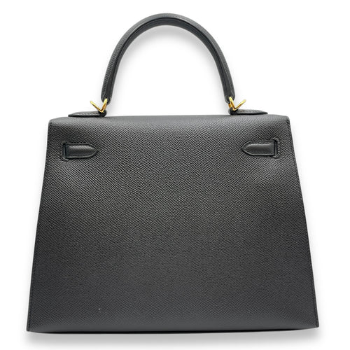 Sellier Kelly 25 Black in Epsom, Gold hardware