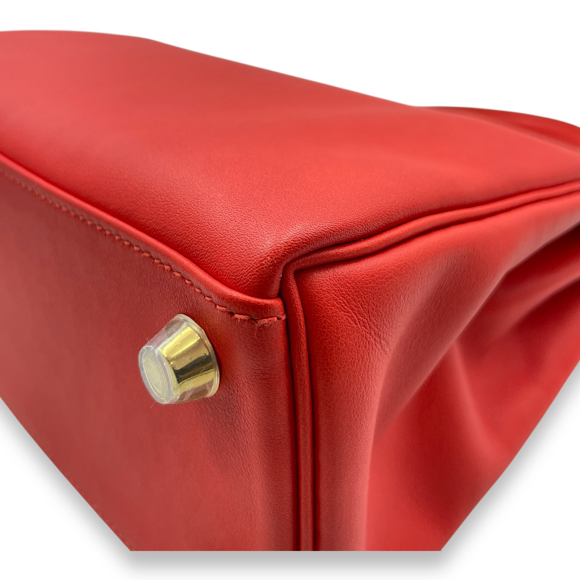Kelly 25 Rouge Tomate in Swift, Gold hardware