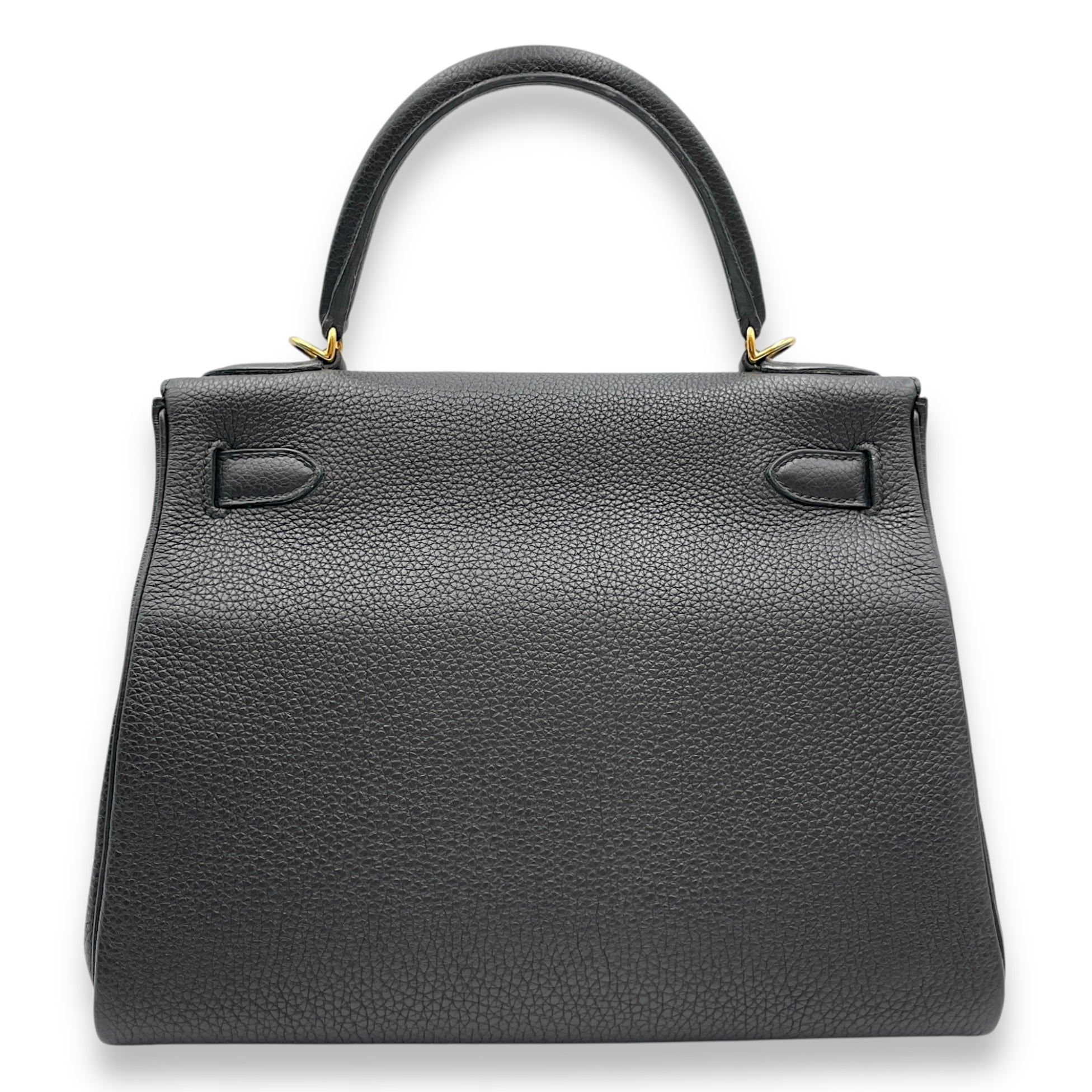 Kelly 28 Black in Togo, Gold hardware