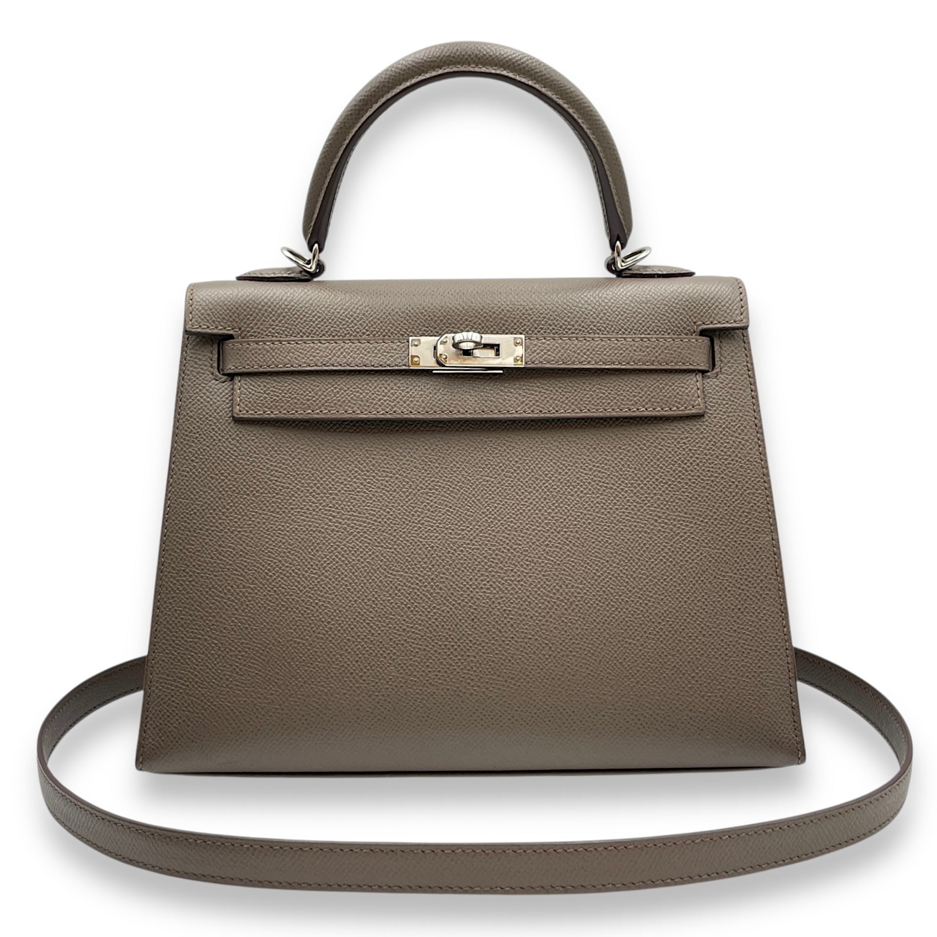 Sellier Kelly 25 Etain in Epsom, Palladium hardware
