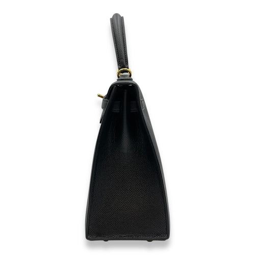 Sellier Kelly 25 Black in Epsom, Gold hardware
