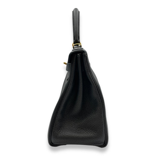 Kelly 28 Black in Togo, Gold hardware