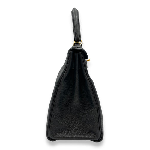 Kelly 28 Black in Togo, Gold hardware