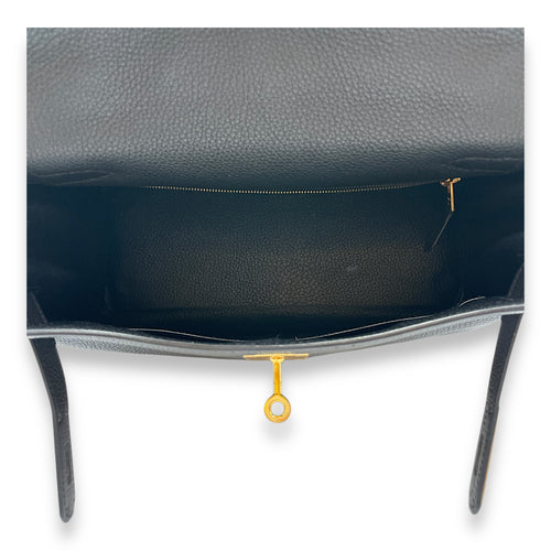 Kelly 28 Black in Togo, Gold hardware