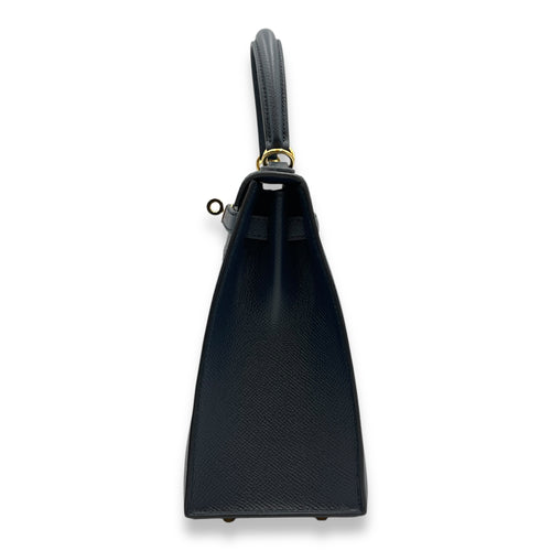 Sellier Kelly 25 Blue Indigo in Epsom, Gold hardware