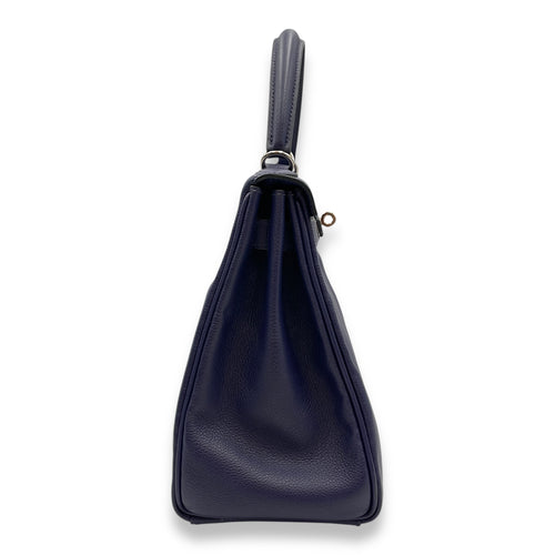 Kelly Verso 28 Blue Encre/Blue Zellige in Evercolor, Palladium hardware