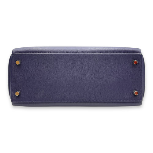 Kelly Verso 28 Blue Encre/Blue Zellige in Evercolor, Palladium hardware