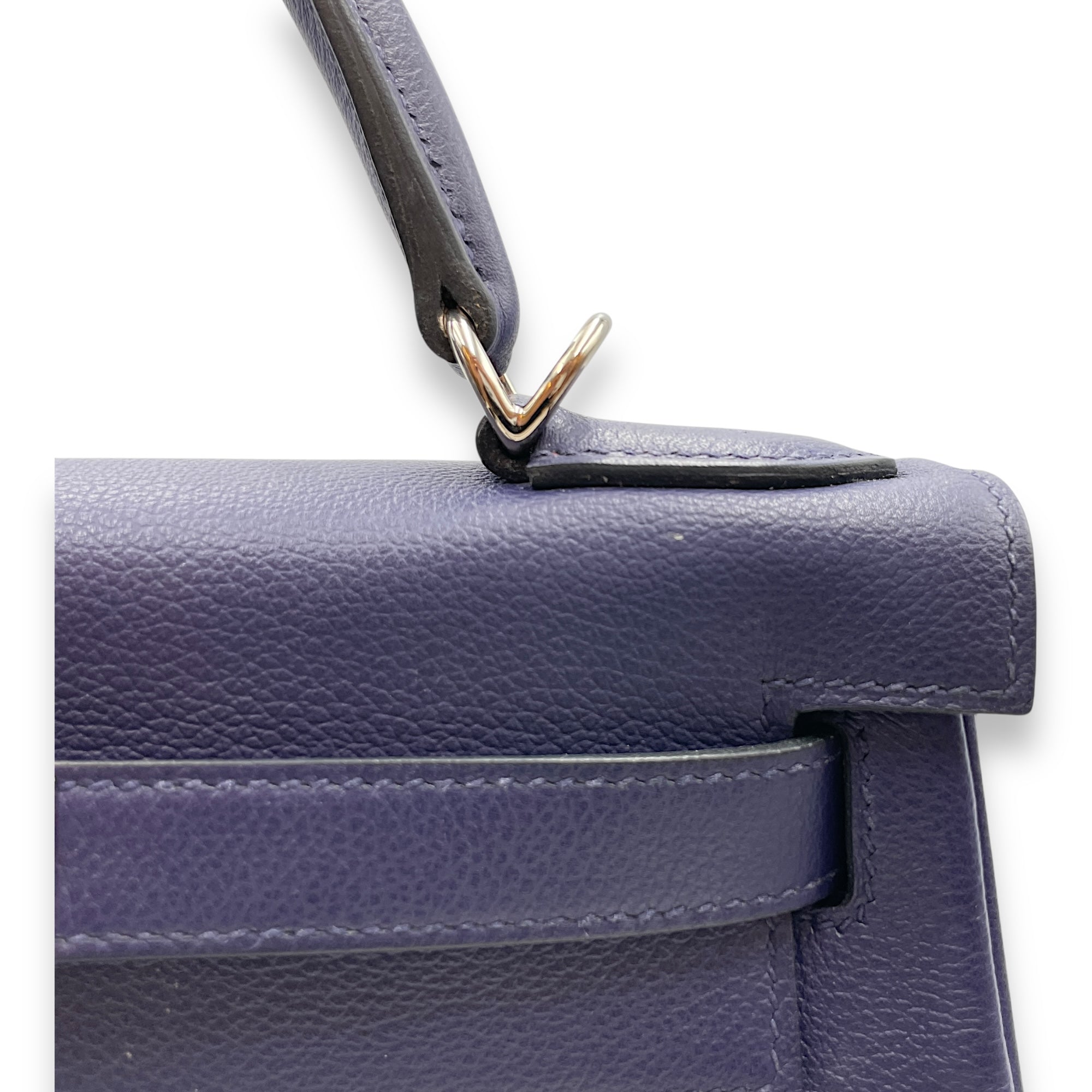 Kelly Verso 28 Blue Encre/Blue Zellige in Evercolor, Palladium hardware