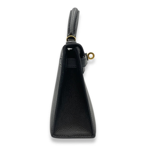 Sellier Kelly 20 Black in Epsom, Gold hardware