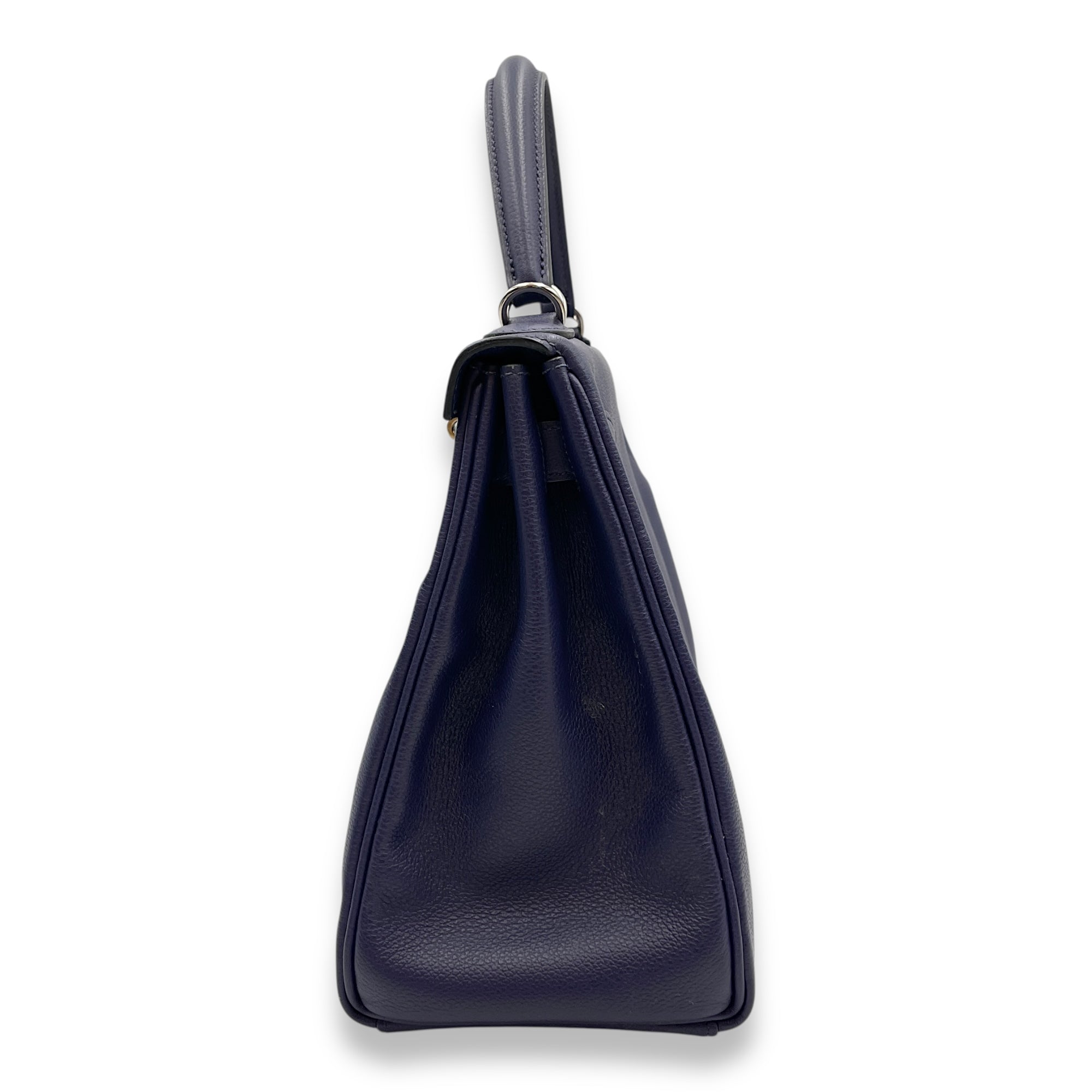 Kelly Verso 28 Blue Encre/Blue Zellige in Evercolor, Palladium hardware