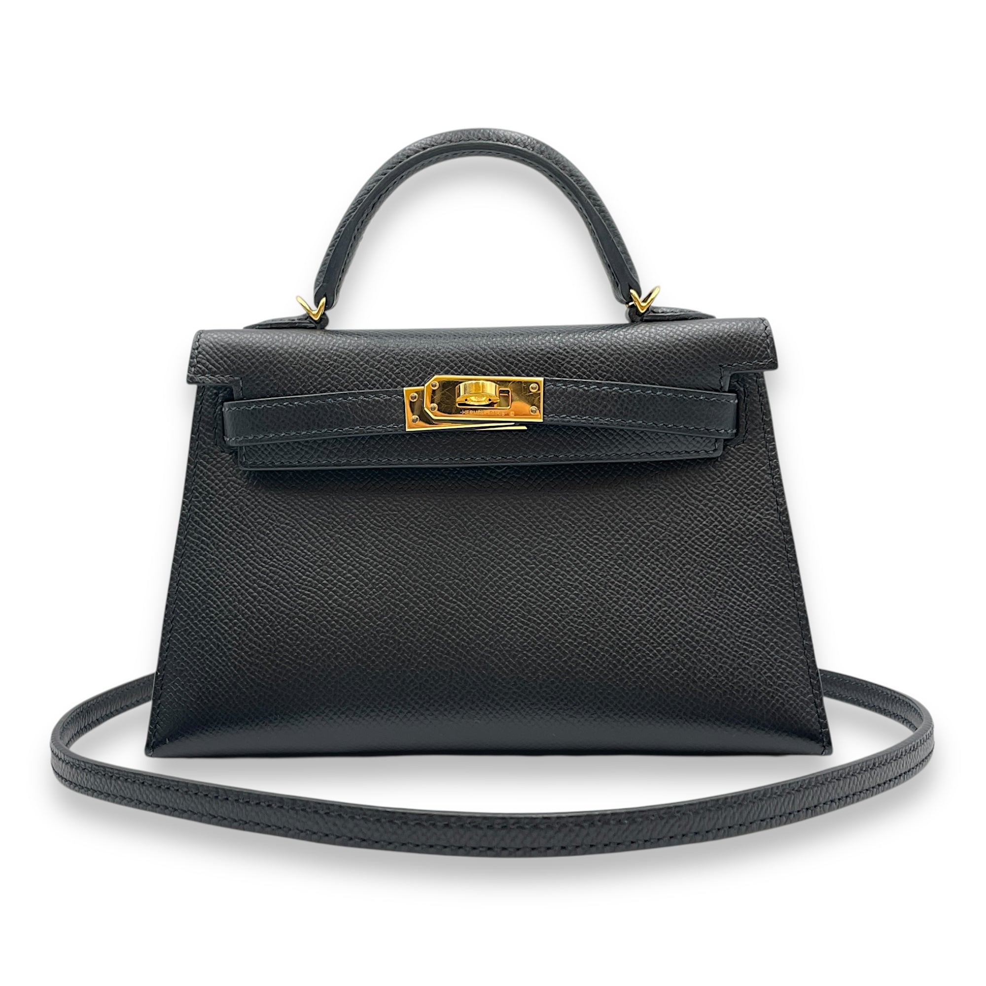 Sellier Kelly 20 Black in Epsom, Gold hardware
