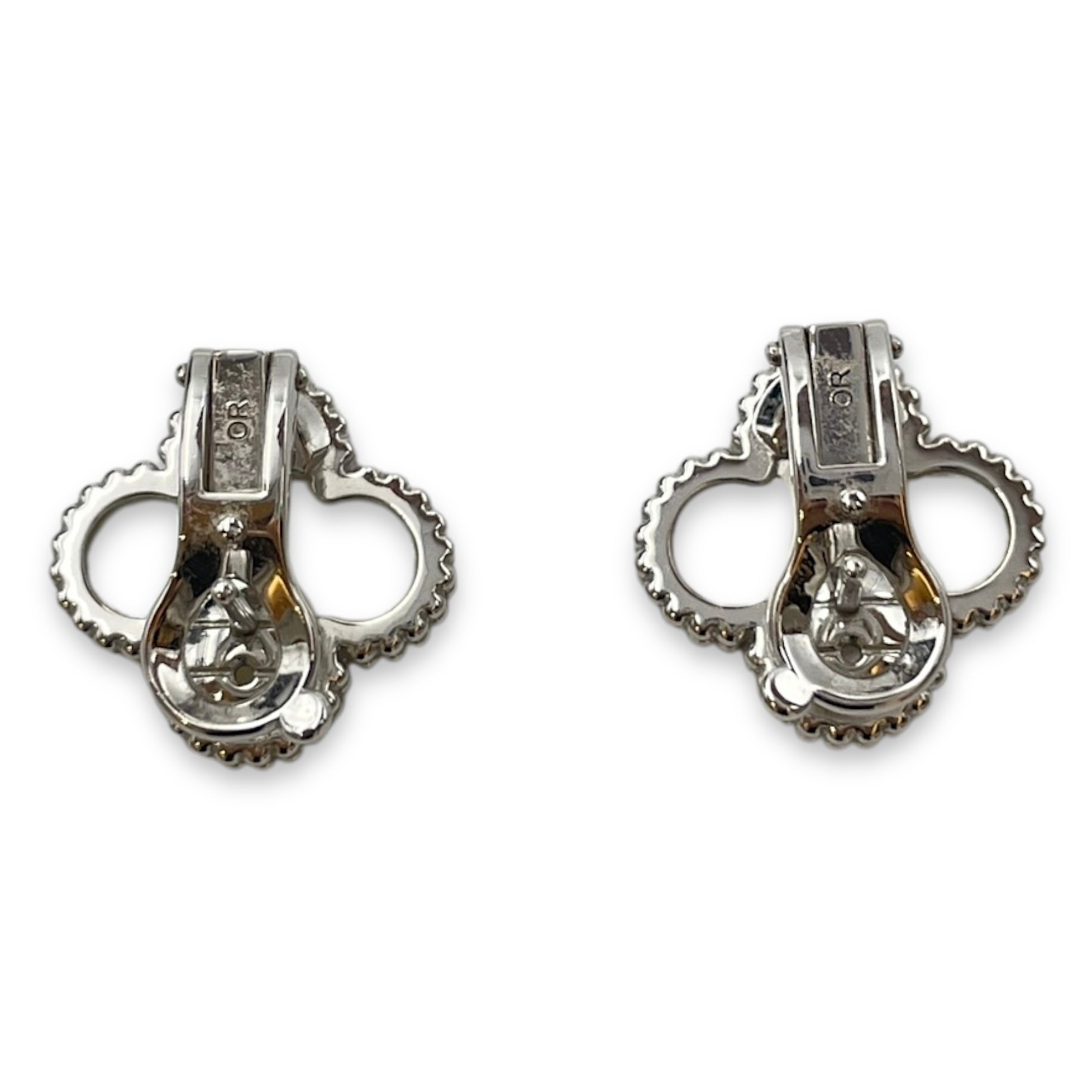 Vintage Alhambra Earrings in White Mother-of-Pearl, White Gold Hardware