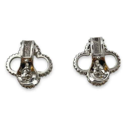 Vintage Alhambra Earrings in White Mother-of-Pearl, White Gold Hardware