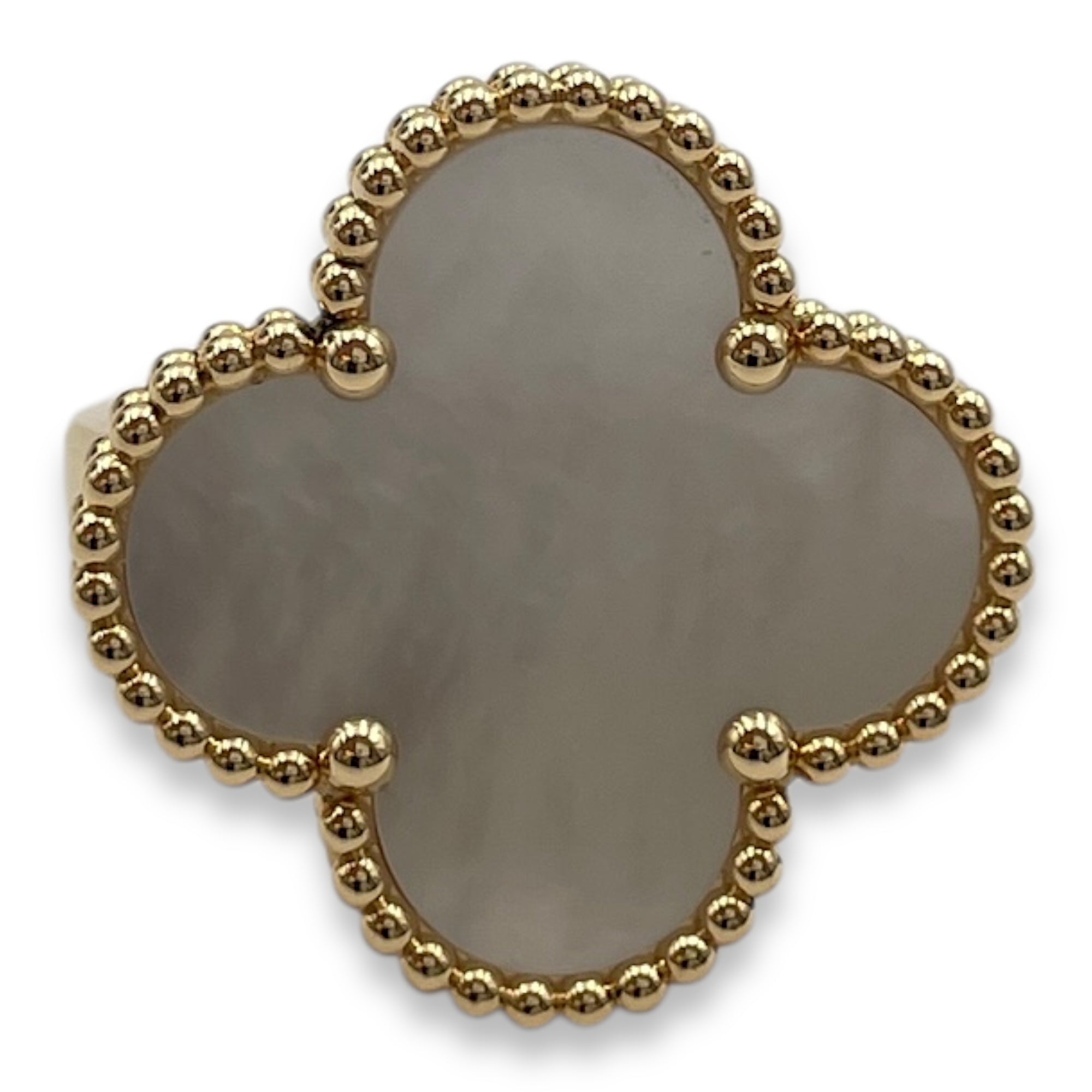 Magic Alhambra 50 Ring in White Mother-of-Pearl, Gold Hardware