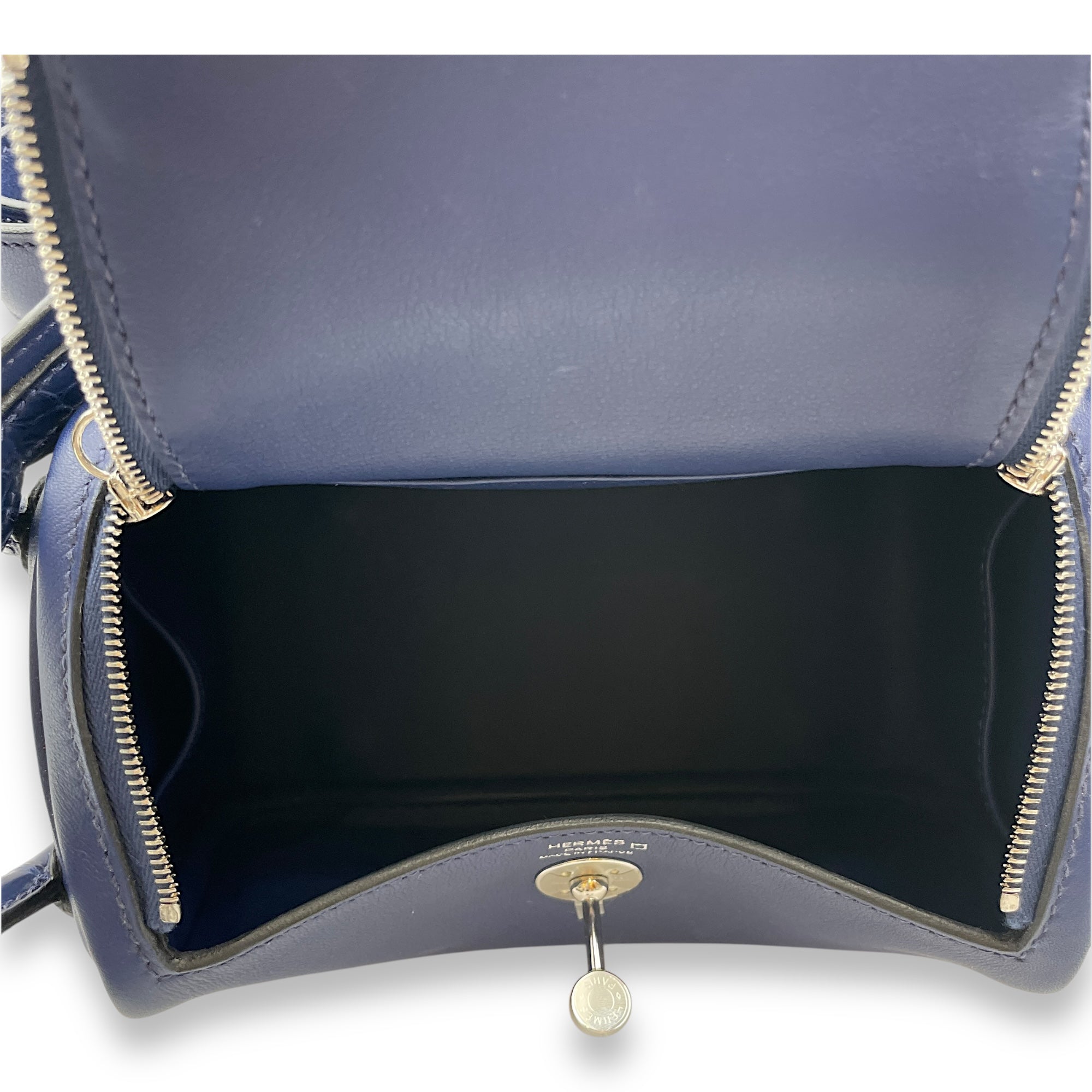 Lindy Mini Blue Sapphire in Swift/Matte Alligator, Palladium hardware