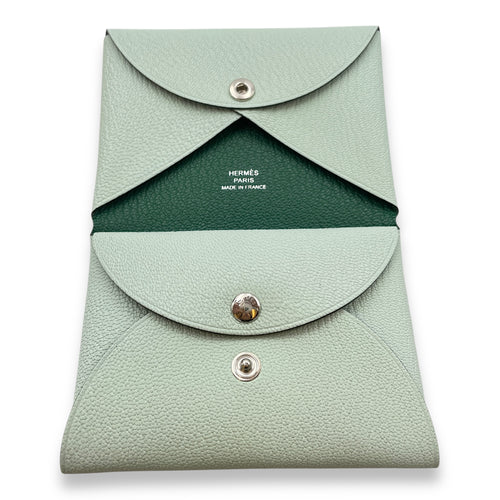 Calvi Duo Vert Peppermint/Vert Moyen Card Holder in Chevre Mysore