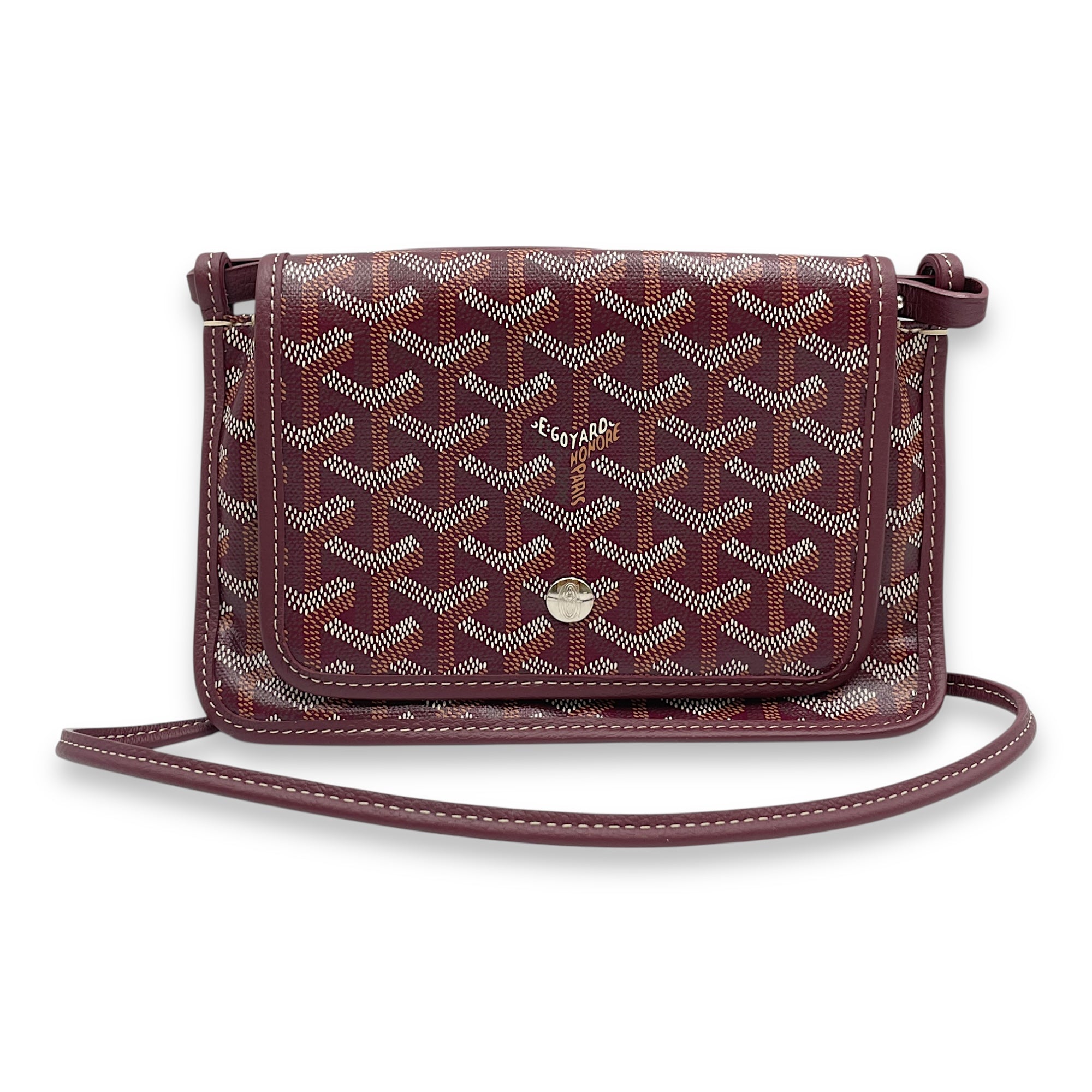 Plumet Pocket Red Wallet on Chain in Coated Canvas, Palladium hardware