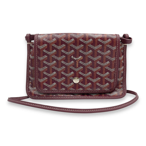 Plumet Pocket Red Wallet on Chain in Coated Canvas, Palladium hardware