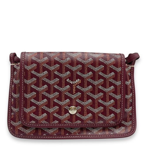 Plumet Pocket Red Wallet on Chain in Coated Canvas, Palladium hardware