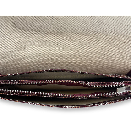 Plumet Pocket Red Wallet on Chain in Coated Canvas, Palladium hardware
