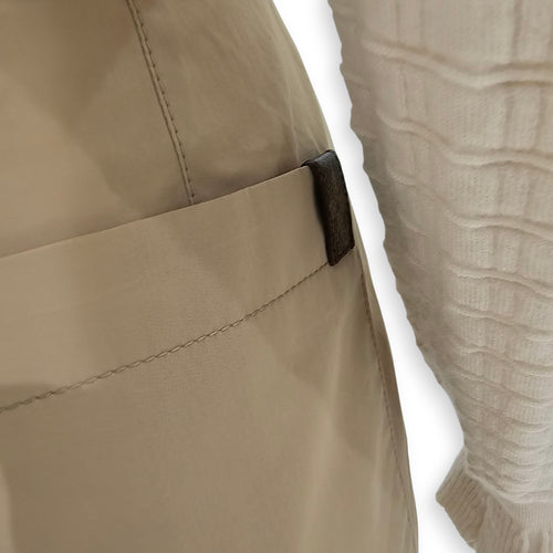Pleated Cuffed Trousers 34 Light Brown Ready-To-Wear in Cotton