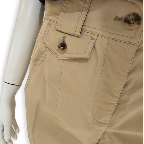 Pleated Cuffed Trousers 34 Light Brown Ready-To-Wear in Cotton
