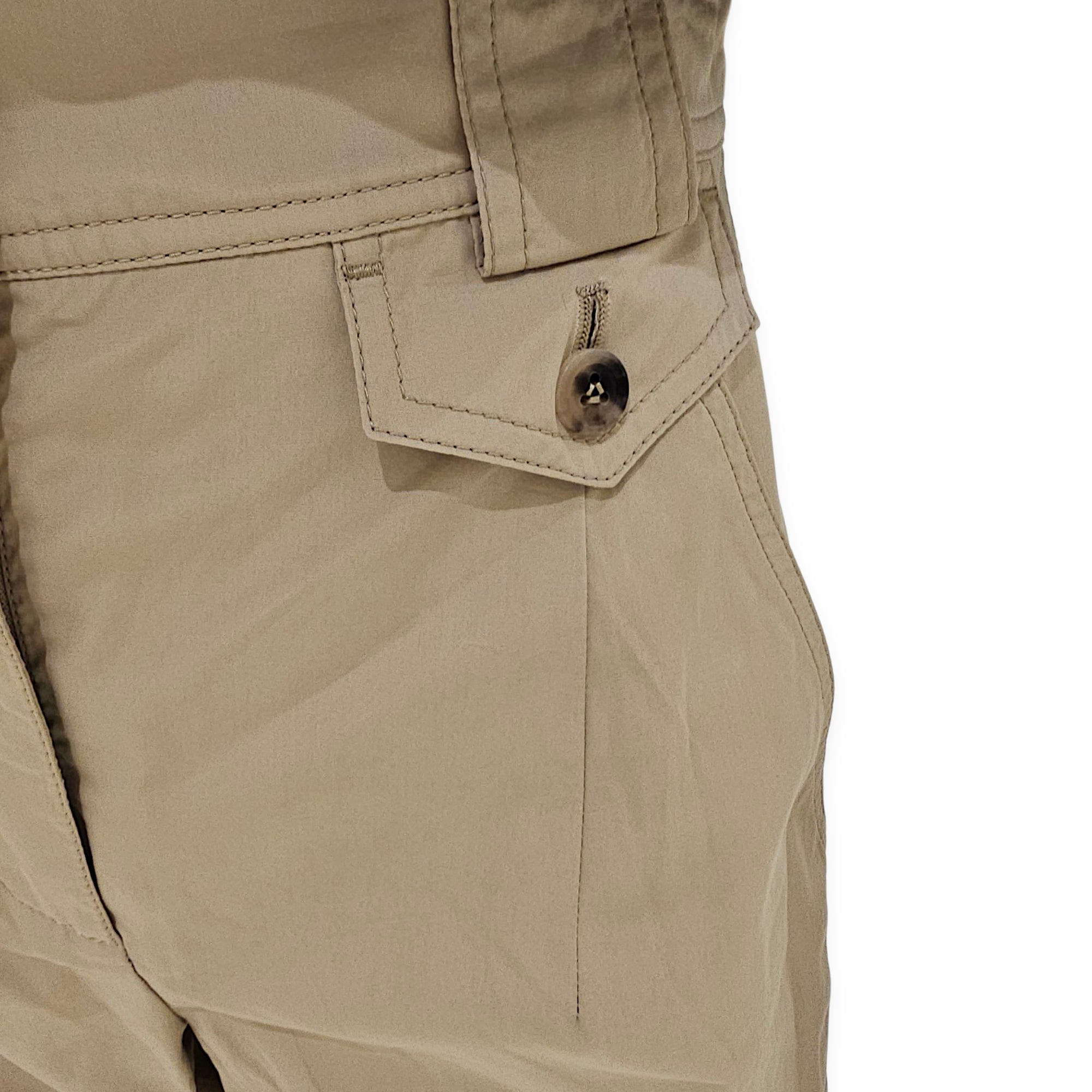 Pleated Cuffed Trousers 34 Light Brown Ready-To-Wear in Cotton