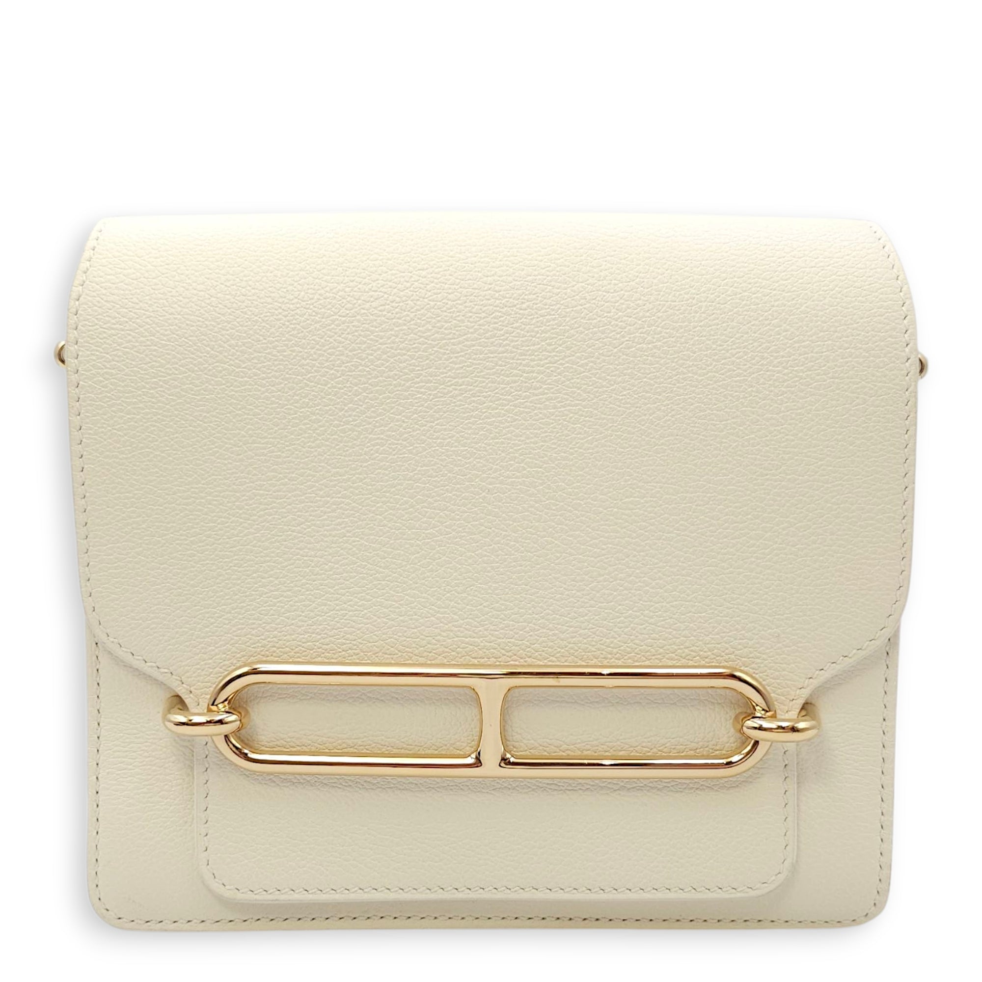 Roulis Mini Blanc in Evercolor, Permabrass hardware