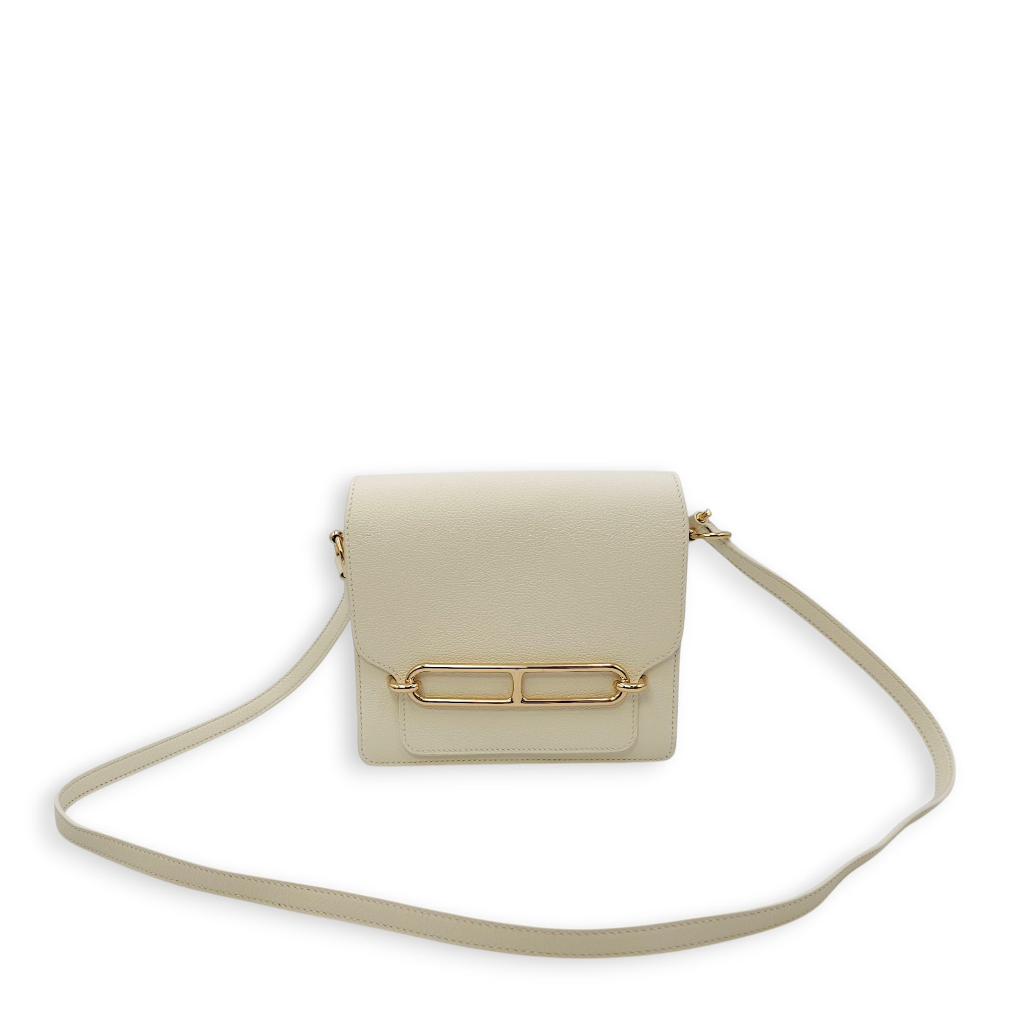 Roulis Mini Blanc in Evercolor, Permabrass hardware