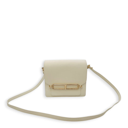 Roulis Mini Blanc in Evercolor, Permabrass hardware