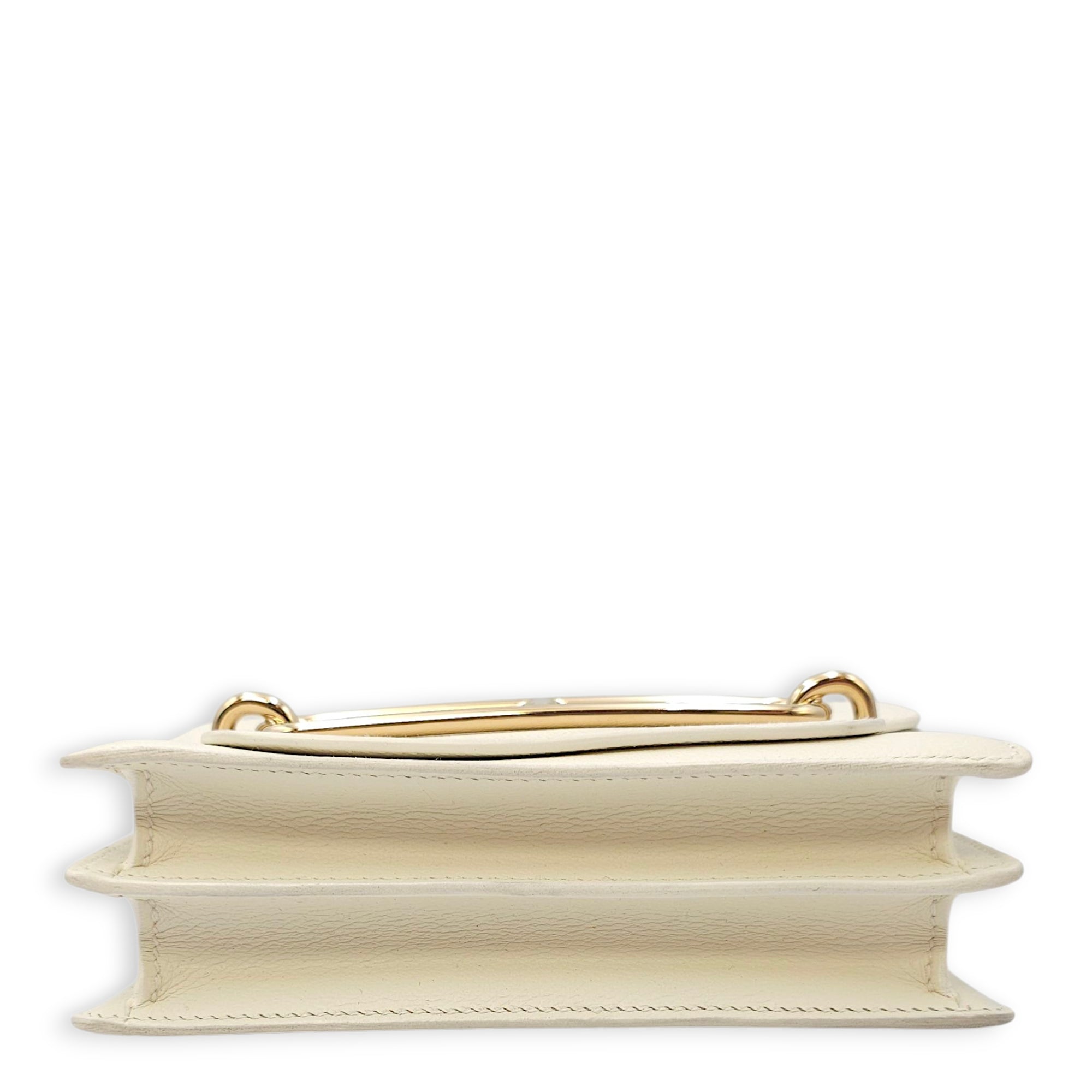 Roulis Mini Blanc in Evercolor, Permabrass hardware