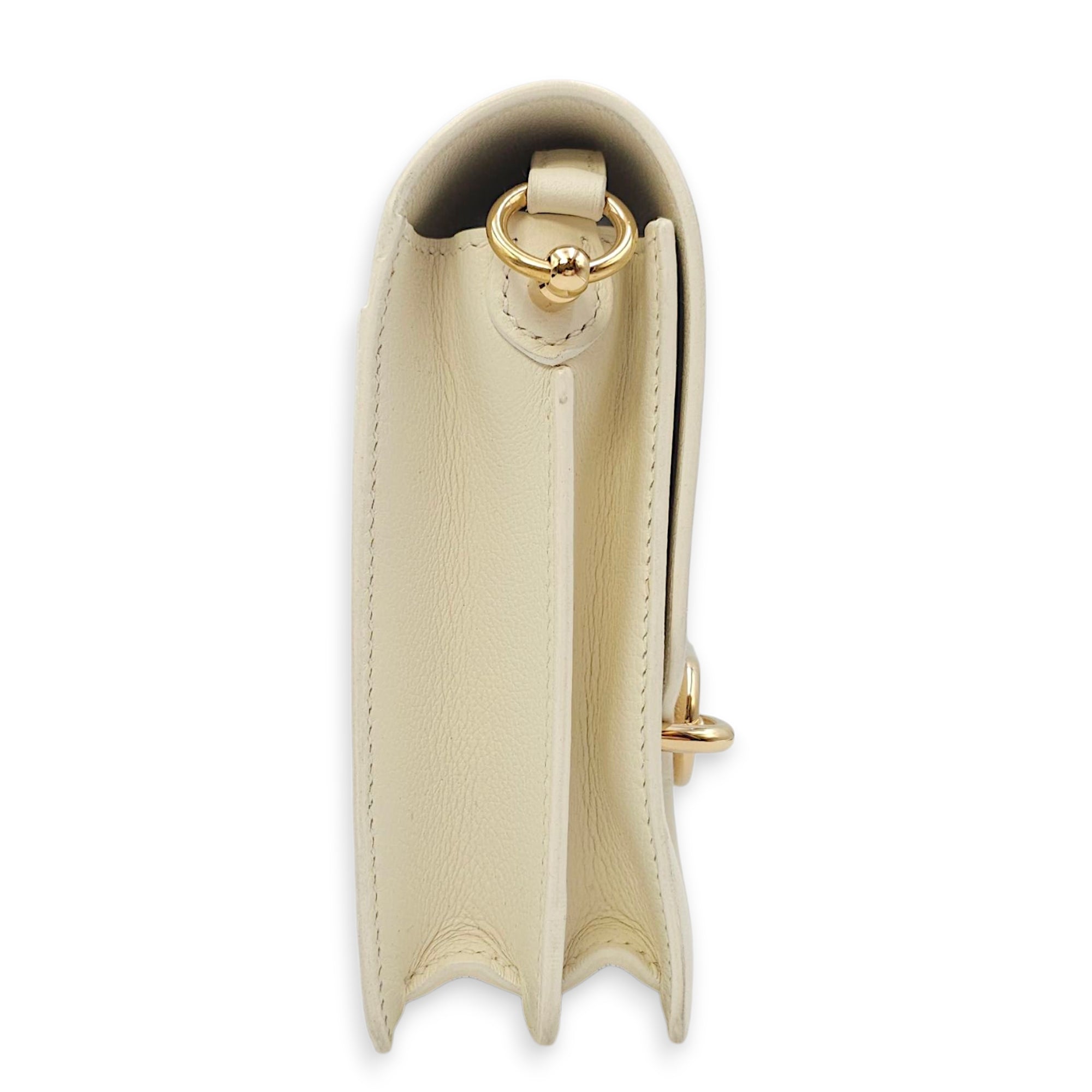 Roulis Mini Blanc in Evercolor, Permabrass hardware