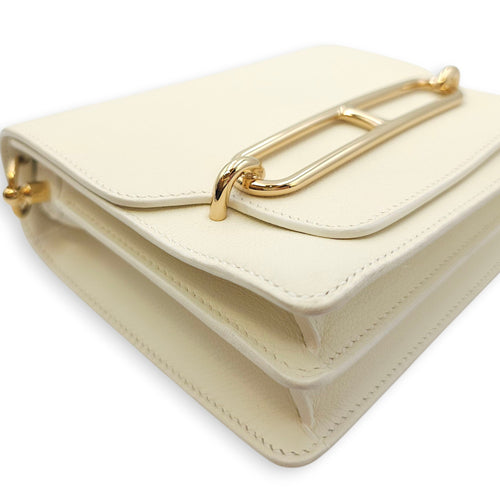 Roulis Mini Blanc in Evercolor, Permabrass hardware