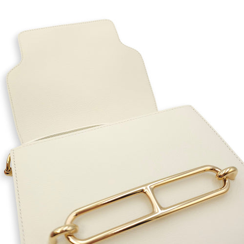 Roulis Mini Blanc in Evercolor, Permabrass hardware