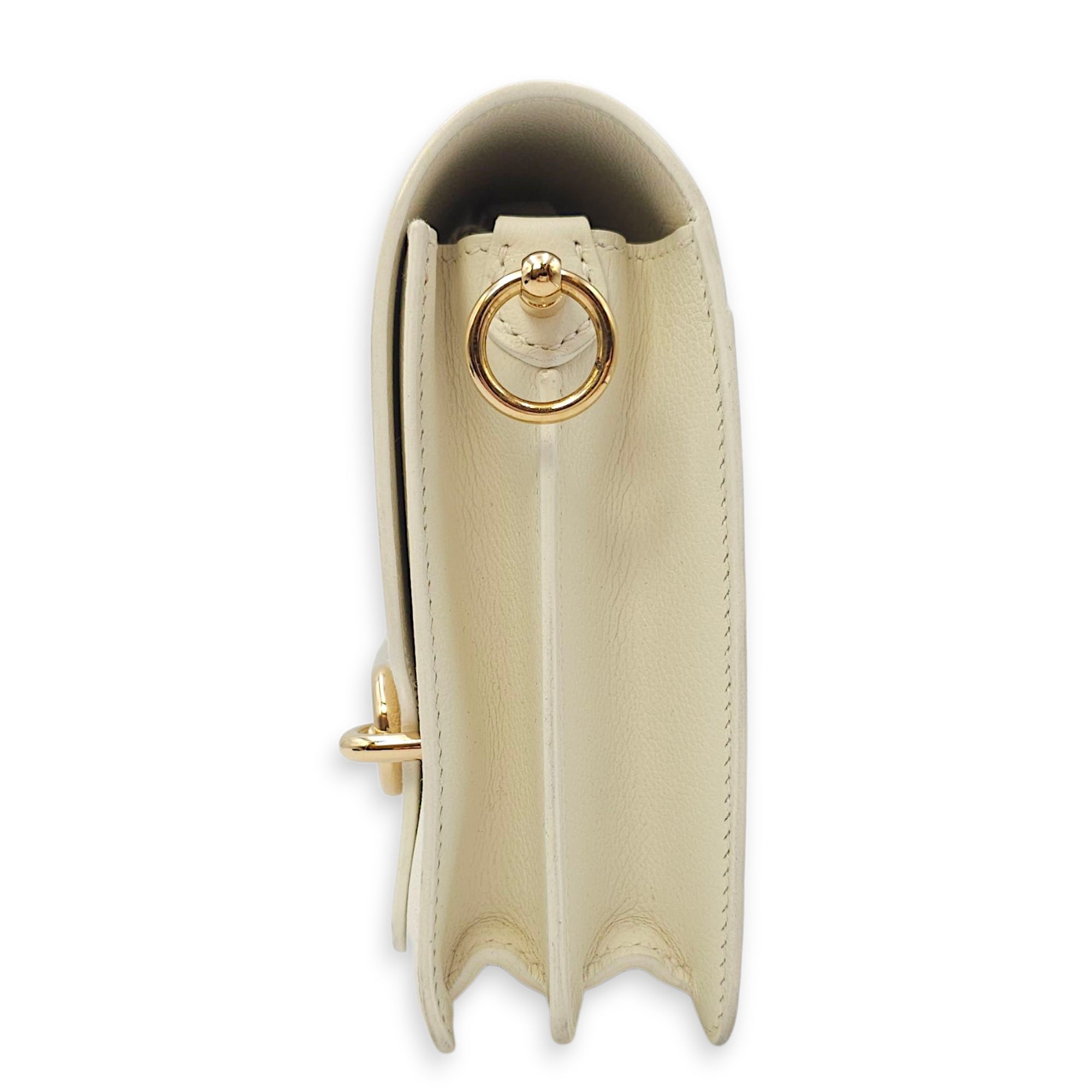 Roulis Mini Blanc in Evercolor, Permabrass hardware