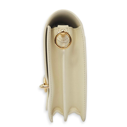 Roulis Mini Blanc in Evercolor, Permabrass hardware