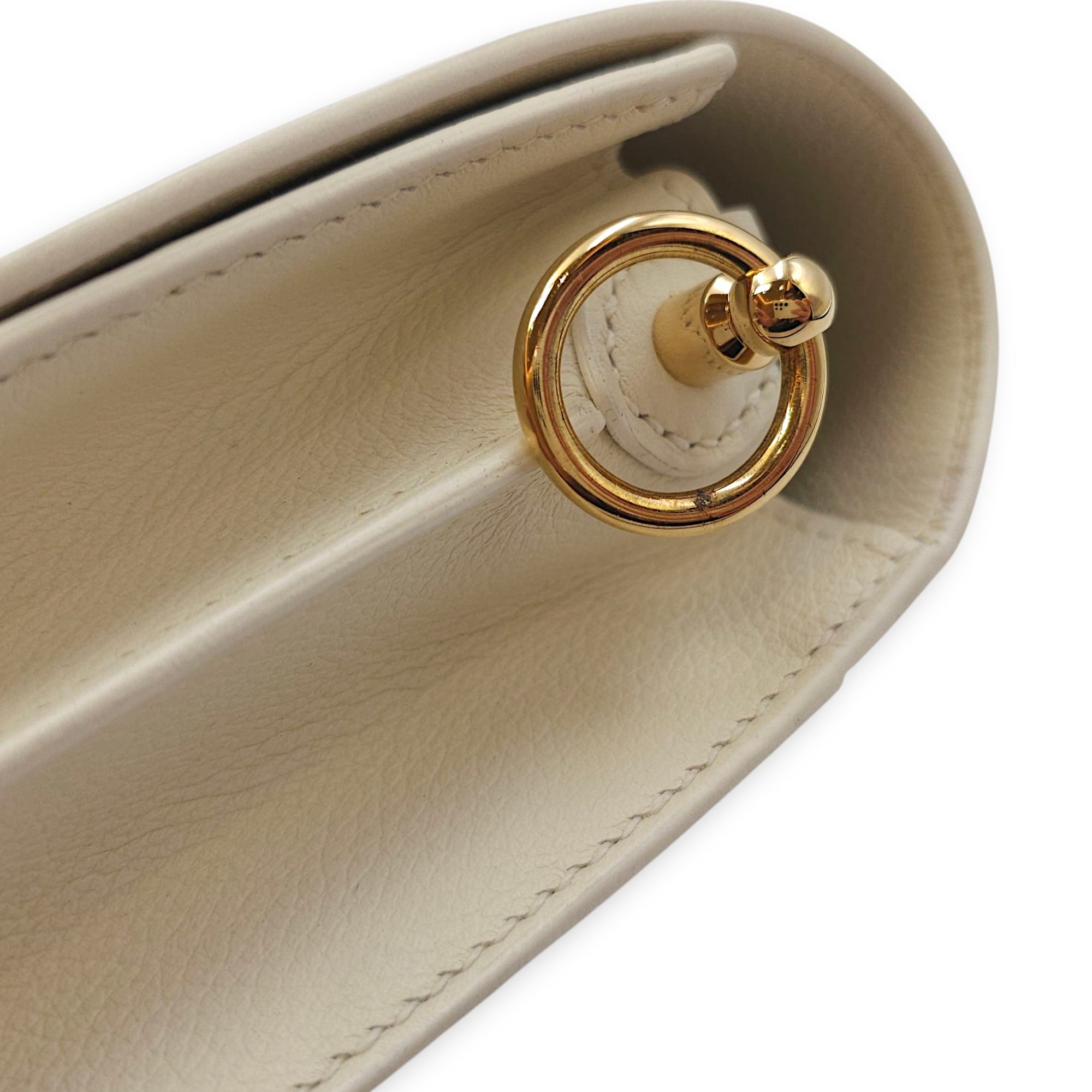 Roulis Mini Blanc in Evercolor, Permabrass hardware