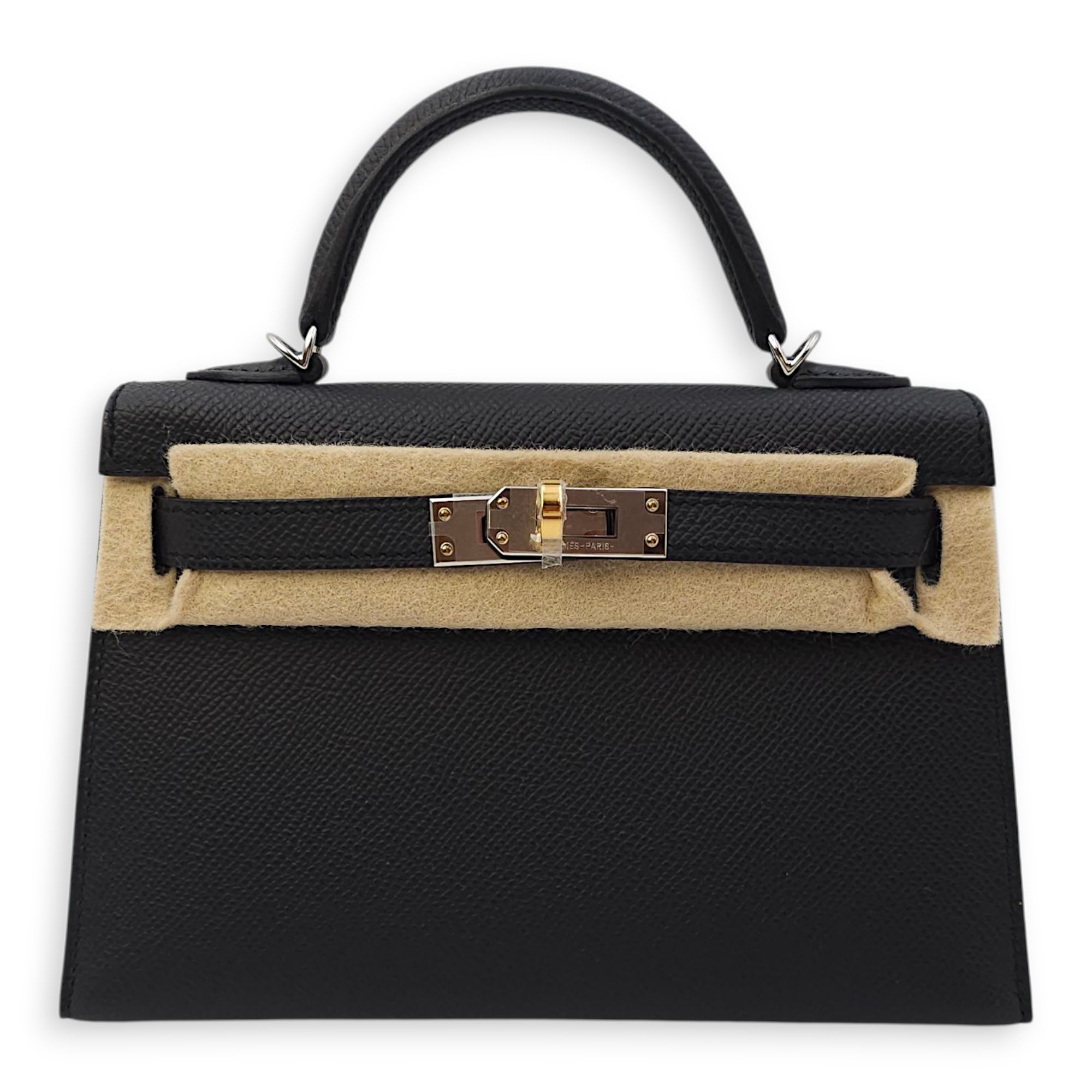 Sellier Kelly 20 Black in Epsom, Electrum hardware