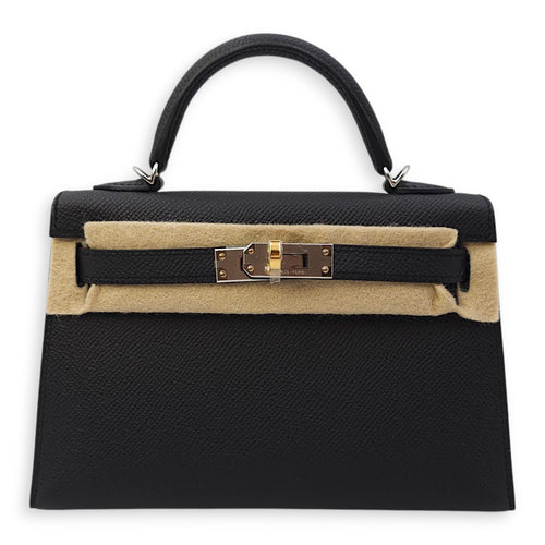 Sellier Kelly 20 Black in Epsom, Electrum hardware