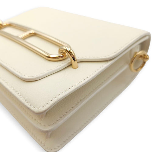 Roulis Mini Blanc in Evercolor, Permabrass hardware