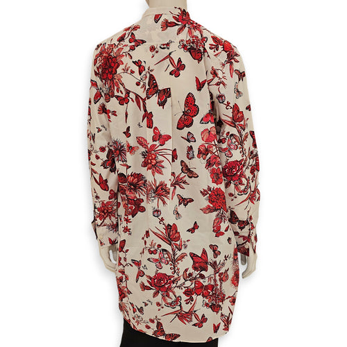 Red Butterfly Print Long Sleeve Shirt 34 Red Ready-To-Wear
