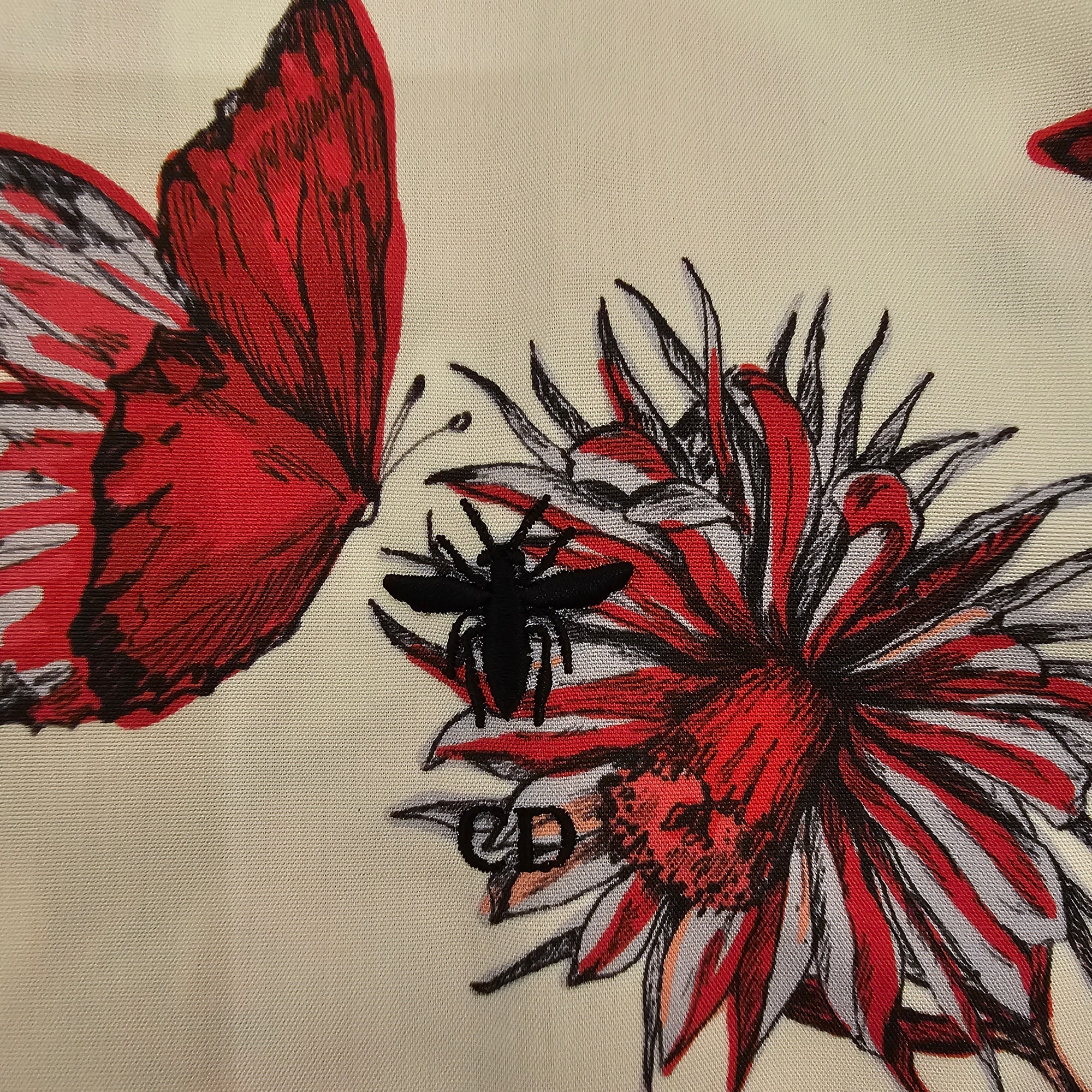 Red Butterfly Print Long Sleeve Shirt 34 Red Ready-To-Wear