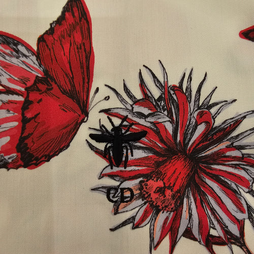 Red Butterfly Print Long Sleeve Shirt 34 Red Ready-To-Wear