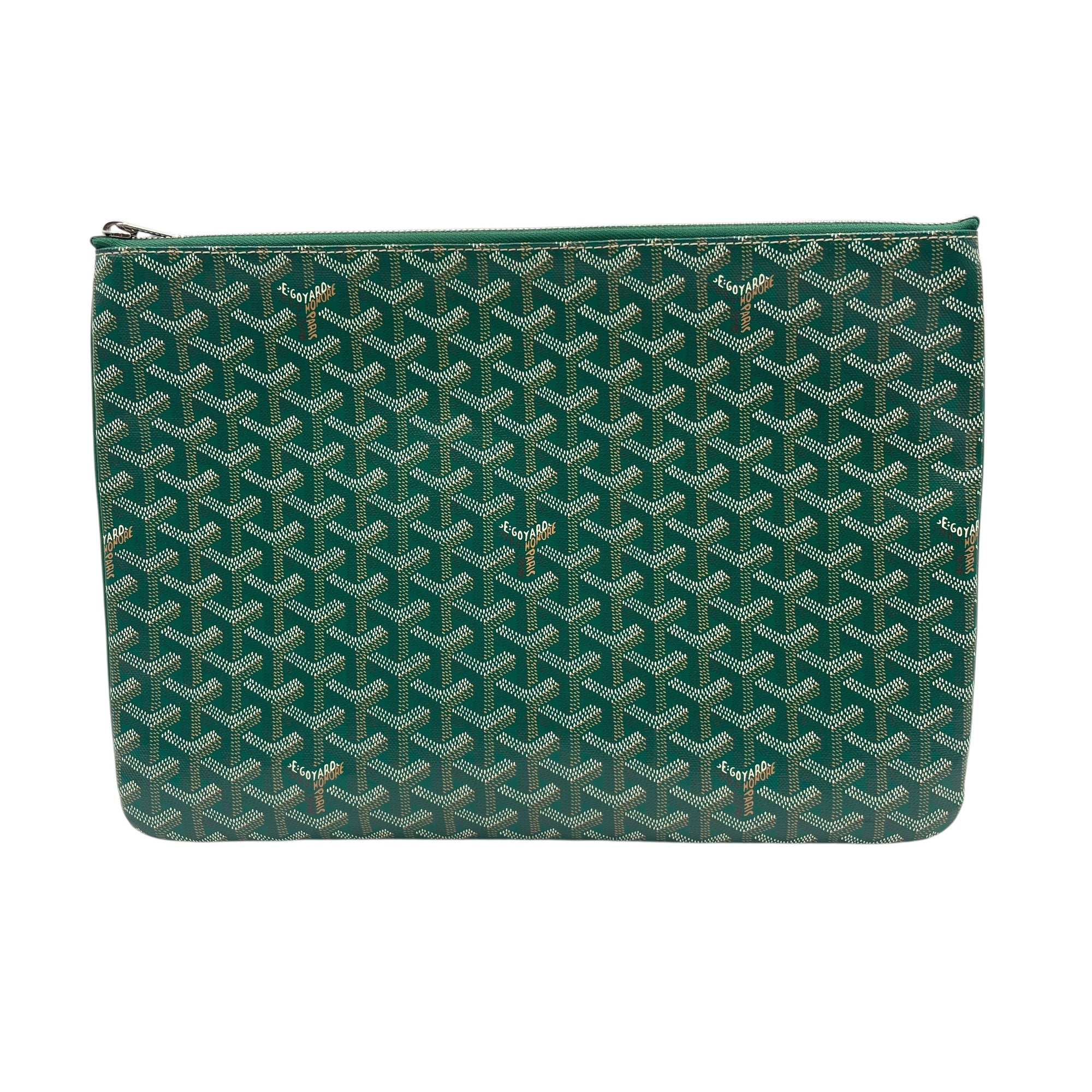 Laptop 35cm Green Pouch in Canvas, Silver hardware
