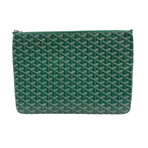 Laptop 35cm Green Pouch in Canvas, Silver hardware