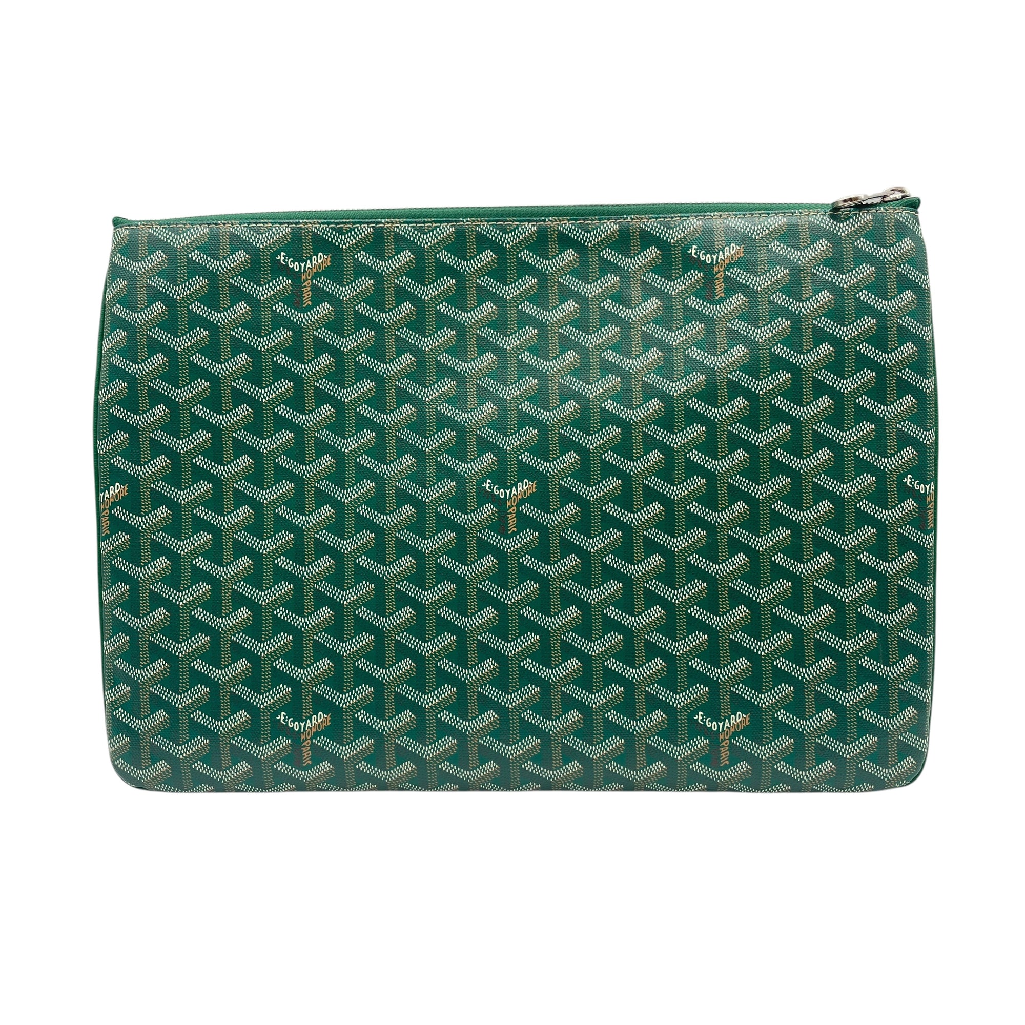 Laptop 35cm Green Pouch in Canvas, Silver hardware